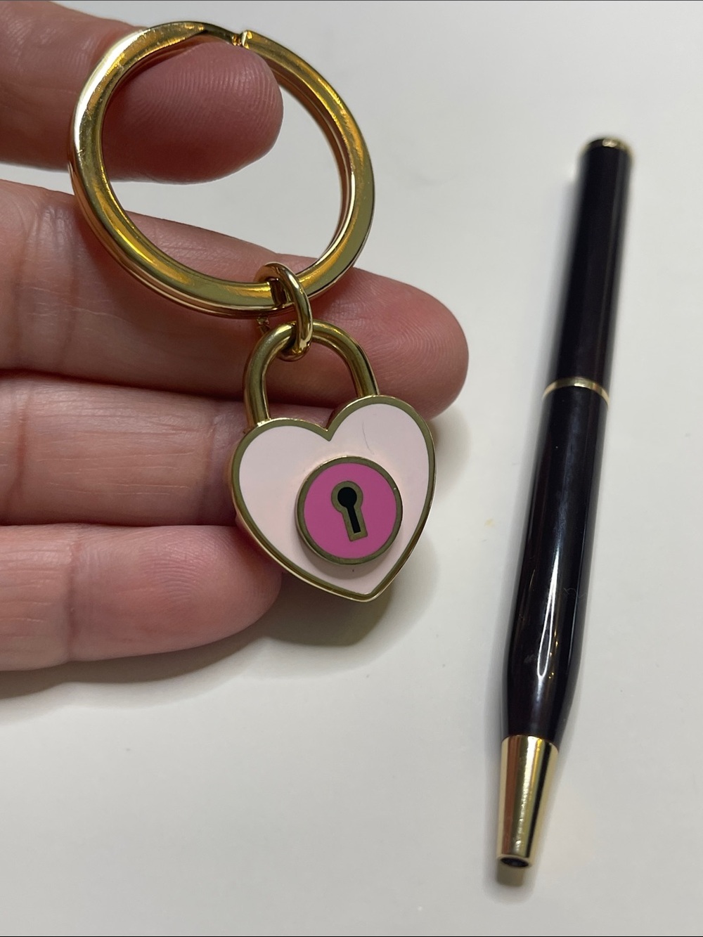 Coach Heart Lock Keyring Keychain - Pink & Gold and Coach Pen